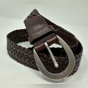 COACH 8519‎ Women’s Brown Braided Belt Medium Leather Silver Buckle - Wear